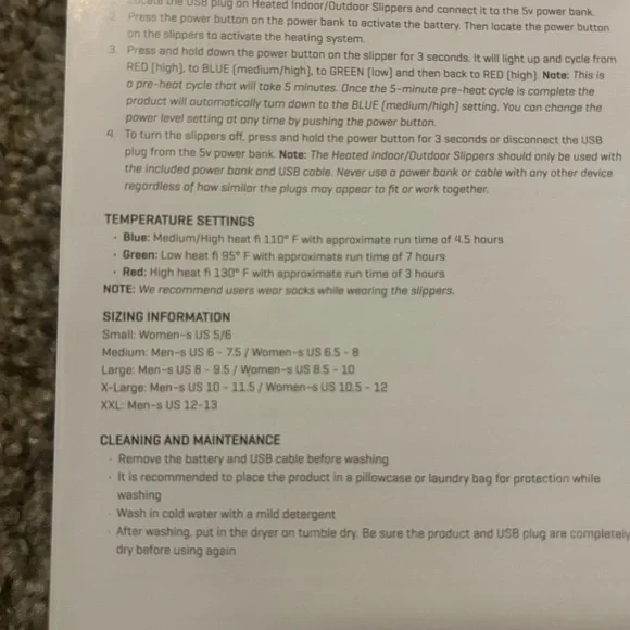 NIB Sharper Image Black Heated Slipper 2PowerPack Size L Men 8-9.5, Women 8.5-10 - Picture 6 of 6